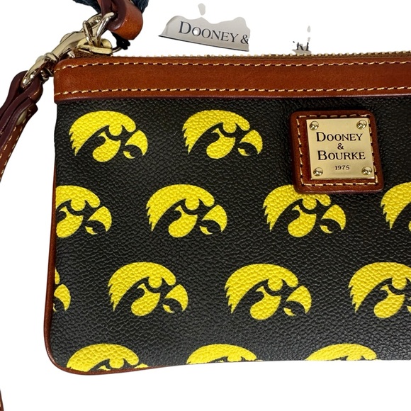 DOONEY & BURKE Small Iowa Hawkeyes Wallet Wristlet with Brown Leather Trims - Picture 6 of 10